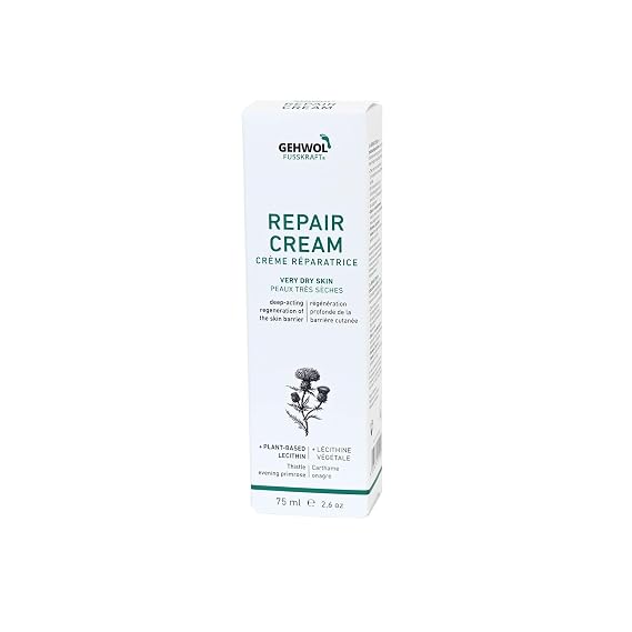 GEHWOL Repair Cream Intensive Care for Very Dry, Damaged Skin, Deep Skin Barrier Repair, 2.6 oz / 75 ml