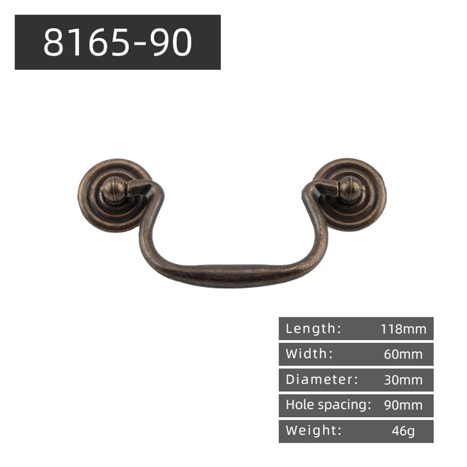 Pomos para Muebles, 8 Unidades, para Armario de Cocina, cajón, mesita de Noche, Armario, Mueble, Puerta, cómoda (8159-100) (8165 90)