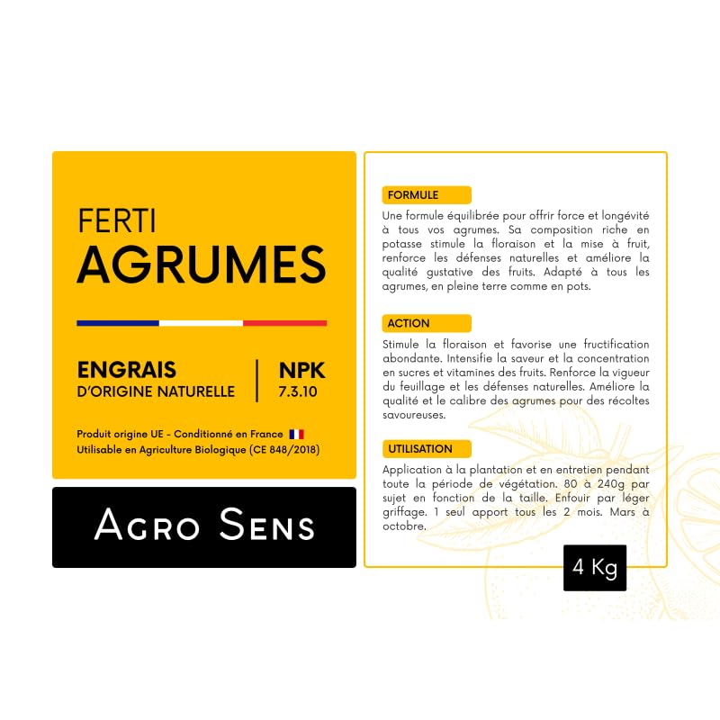 Ferti Agrumes - Engrais pour agrumes, citronniers, orangers - Seau 4 kg