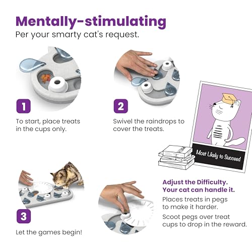 Catstages Nina Ottosson Rainy Day Puzzle & Play - Interaktives Intelligenz-/Snackspielzeug für Katzen