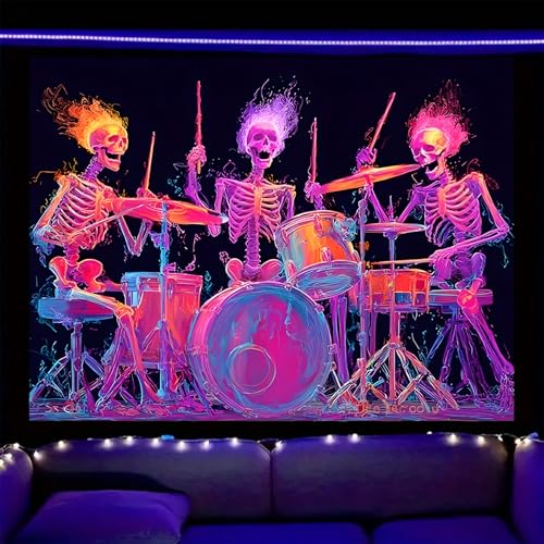 Image of Nuxovilar Mushroom Girl Wall Tapestry Polyester 59.05x51.18 In | Glow Poster Trippy Wall Art Fantasy Decor UV Backdrop Living Room Bedroom Lounge Space Room (Mushroom Girl)
