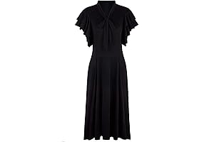 Women's Vintage 1920s V Neck Long Bias Cut Sleeveless with Flutter Sleeves Bowknot Flapper Dress