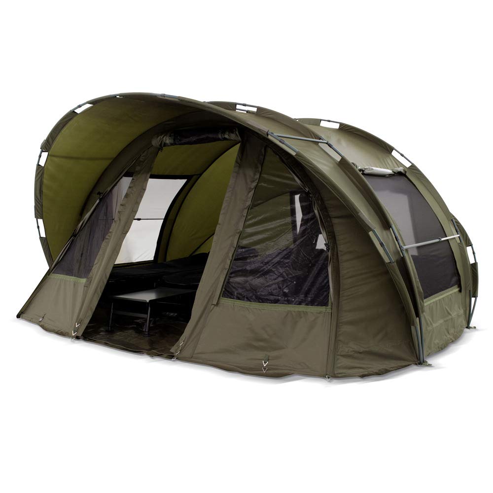 Carpa de pesca Lucx® Leopard XXL Bivvy + Winterskin para 2, 3 o 4 personas, tienda de pesca para 2, 3 o 4 personas, tienda de pesca con cúpula de 10.000 mm