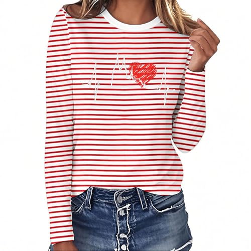 Camiseta de rayas para mujer, camiseta de carnaval colorida, camiseta gráfica de festival, cómoda e informal, camiseta de manga corta para fiestas, celebraciones, rojo, 3XL