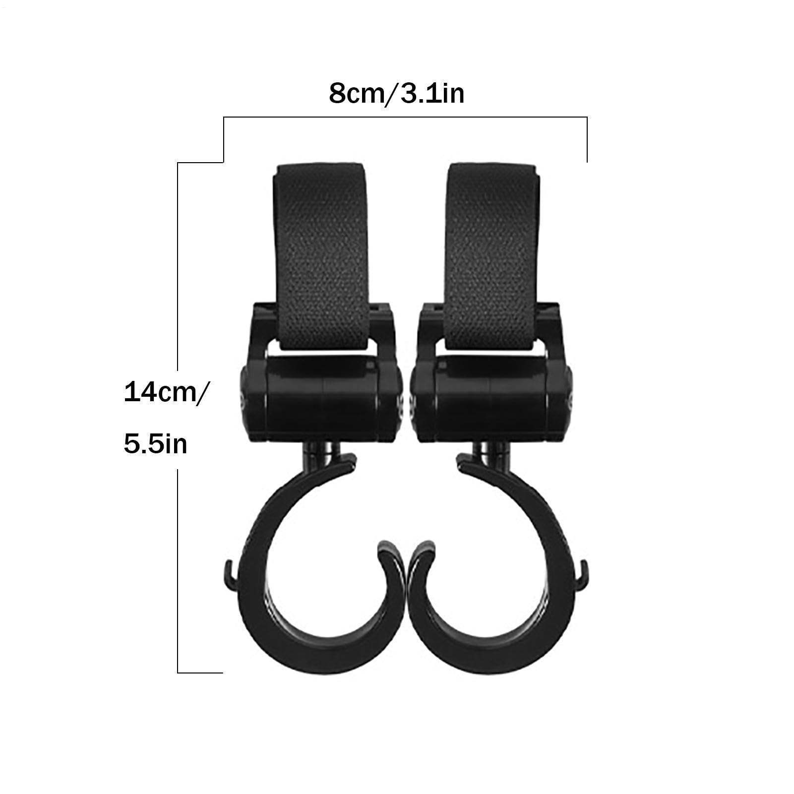 Clips universales para cochecito, ganchos giratorios de 360 grados, paquete de 2 ganchos multiusos para bolsas de pañales, accesorio de compras, organizador de viaje fácil de instalar, ideal para