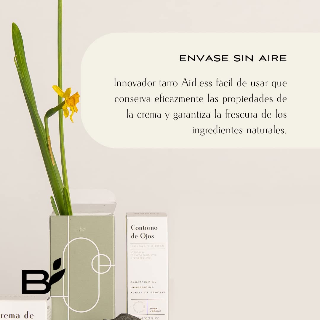 Brudy Cosmetics - Contour des yeux avec DHA | Action antioxydante et anti-gagiste | Réduit les rides, les lunettes noires, les poches et les rides | Sans toucher gras | Végétalien | 15 ml