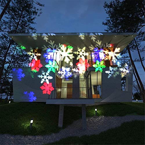 Solar Powered LED Laser Projector Moving Snowflake Disco...