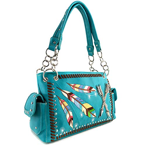 Native Color Feather Arrow Stud Weave Conceal Carry Shoulder Handbag Purse2
