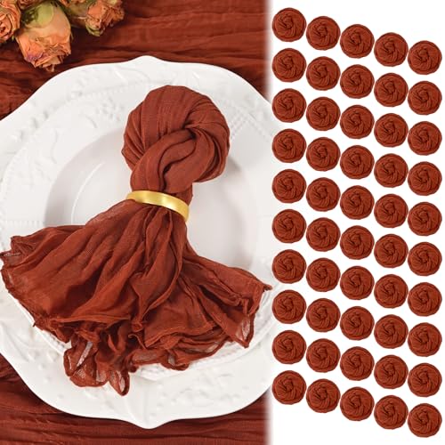 Showgeous 120 Pack Terracotta Cheesecloth Napkins 20'x20' Boho Gauze Cheese Cloth...