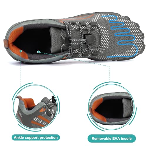 Hike Barefoot Shoes Womens Mens, Thick Barefoot Water Shoes Mens Women Non-Slip & Wide Toe Zero Drop Lightweight Minimalist Footwear for Workout Hiking Trail Running Causl3