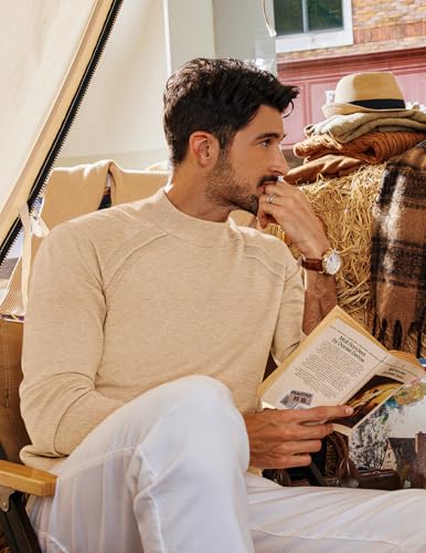 Pj Paul Jones Men'S Warm Mockneck Pullover Sweater Outdoor Knitting Sweater For Winter Autumn Camel thumb #2