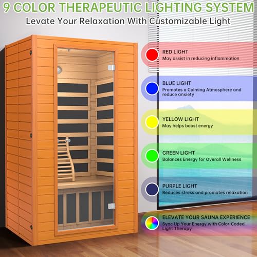 Image of Real Relax Sauna 1-2 Person Low EMF Infrared Sauna with Red Light Therapy