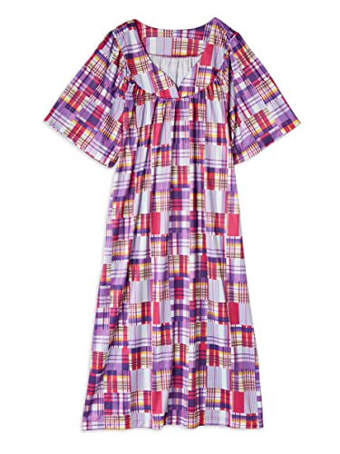 Image of AmeriMark Casual Women's Patio Muumuu House Dress Loose Comfortable Short Sleeve Sun Dress Lounger Gown Sleepwear for Ladies