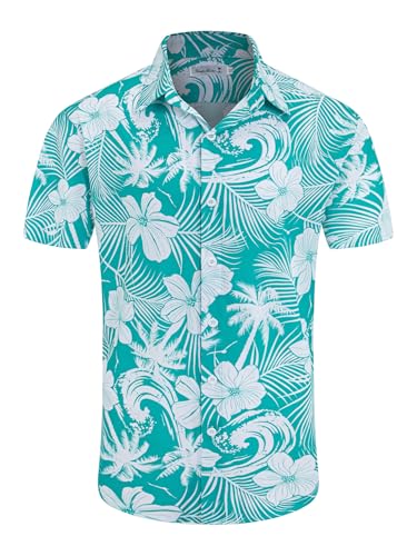 Image of Yoimira Hawaiian Shirts for Men, Print Mens Casual Short Sleeve Button Down Shirts Floral Aloha Beach Shirt