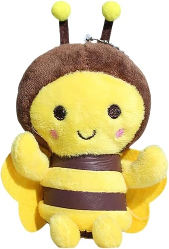 Plush Bee Keychain Pendant Decorative and Collectible Fluffy Bee Charm with Soft Pp Cotton and Yellow Plush Material for Occasion or Christmas Gift