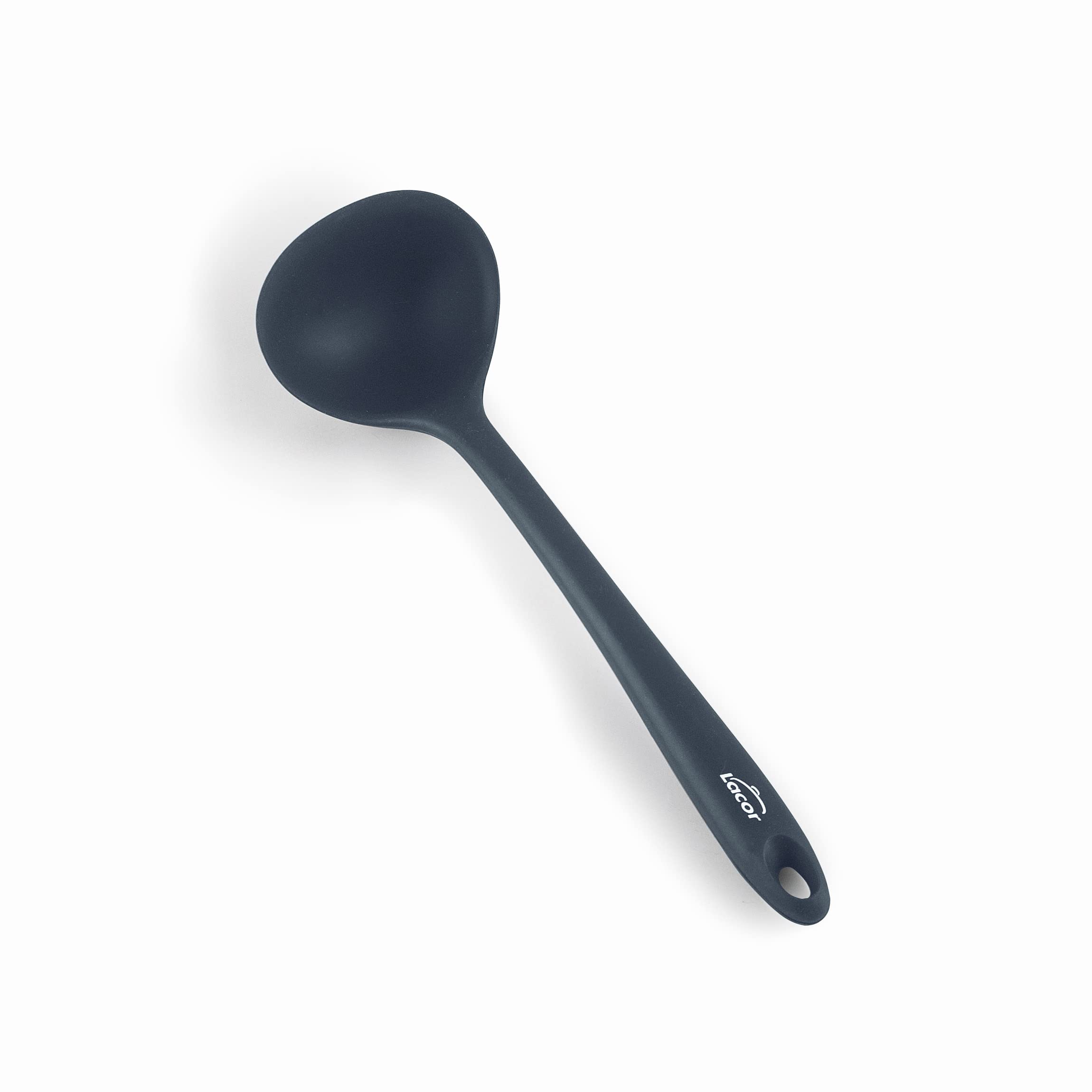 Lacor - 64466 - Grey Bowl, Serving Bucket, Silicone Bowl, Kitchen Utensils, Ergonomic Handle, Non-Stick Coating, high Temperature Resistant, Dishwasher Safe, Length 29 cm