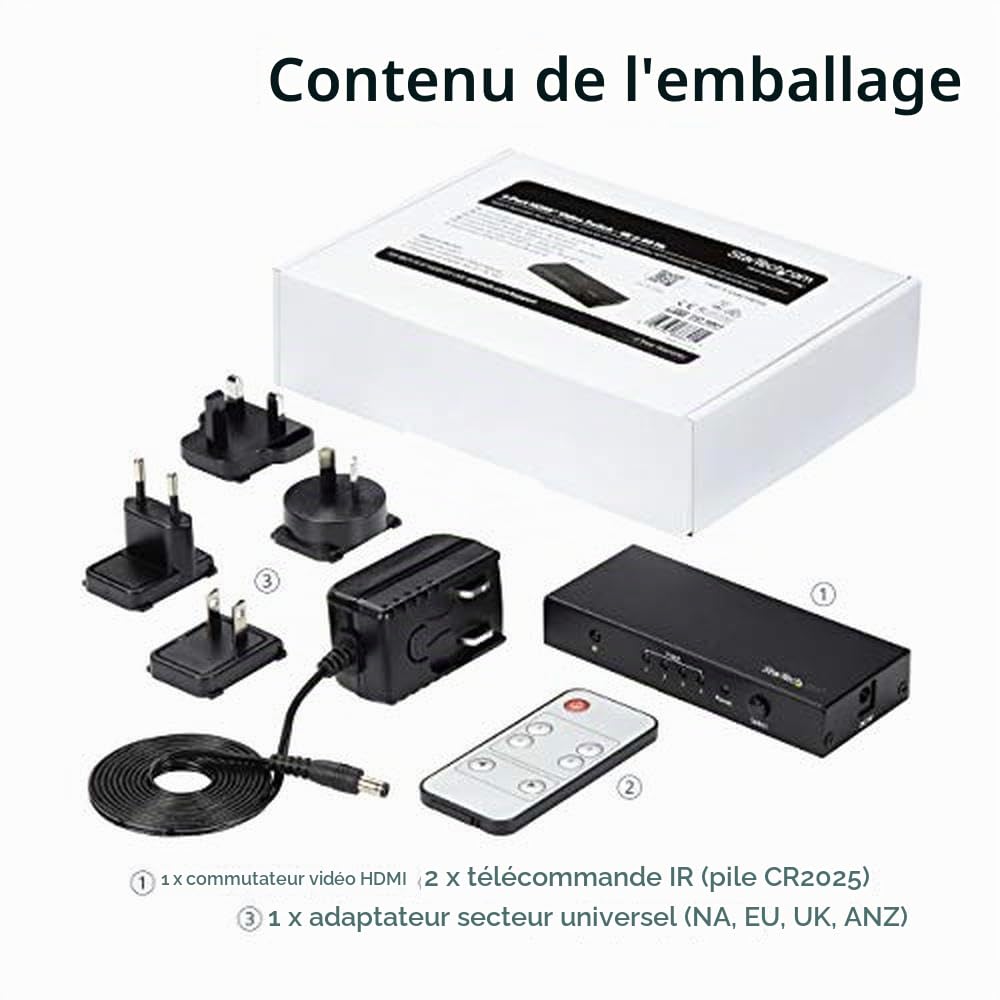 StarTech Switch Video HDMI 2.0 4 Ports - 4K 60Hz, Auto, 1 Entree 4 Sorties