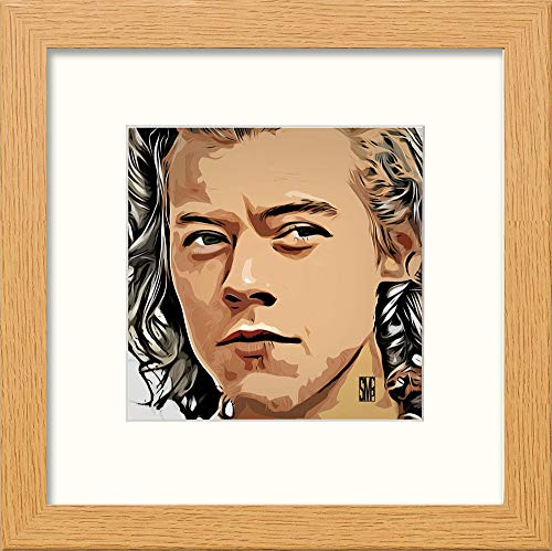 L Lumartos Harry Styles - Cuadro Decorativo para Pared (Madera de Roble, 20,3 x 20,3 cm)