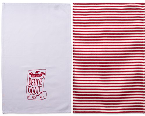 Image of DII Christmas Tea Towels Decorative Kitchen Dish Towel Set, 18x28, Dear Santa, 2 Piece