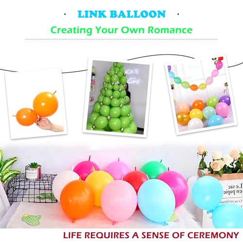 Image of 120 Pcs Link Balloons 12 Inch Linking Balloons for Birthday Wedding Party Festival Decorations (Magenta)