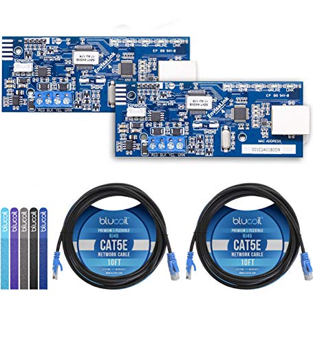 Black Friday - 70% OFF EyezOn EnvisaLink EVL-4EZR IP Interface Modules (2-Pack) for DSC and Honeywell (Ademco) Security Systems Bundle with Bundle Blucoil 2X 10' Cat5 Cables, and 5X Cable Ties, Compatible with Alexa