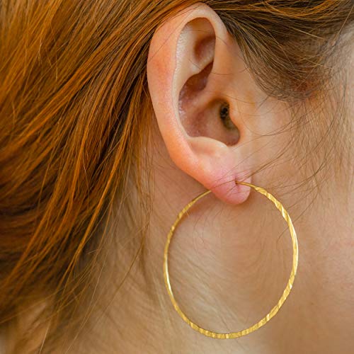 And Lovely 14K Gold or Silver Plated Wired Boho Hammered Open Round Hypoallergenic Hoops2