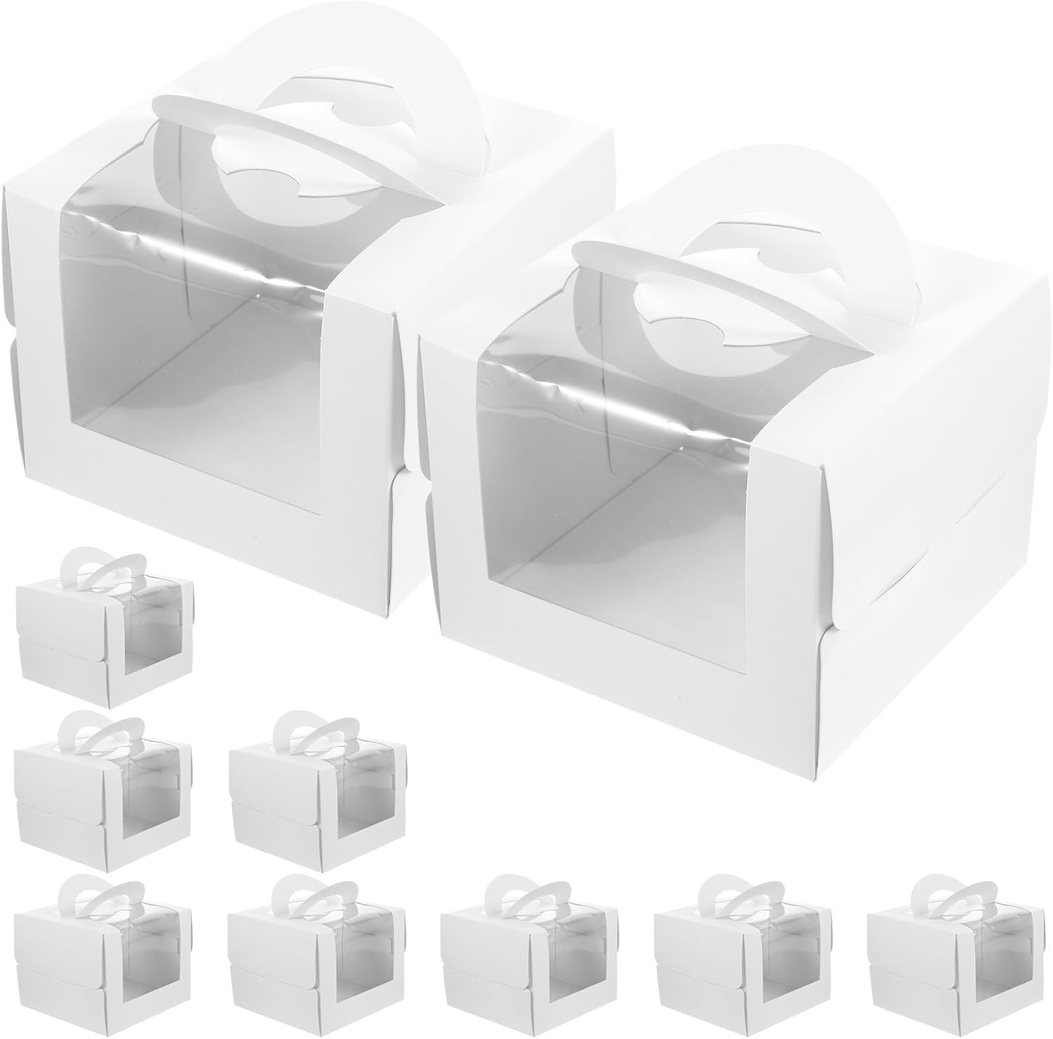 10pcs Cake Box with Window, Paper Cupcake Carrier Box for Birthday Parties, Convenient to Store with Gorgeous Appearance and High-end Quality