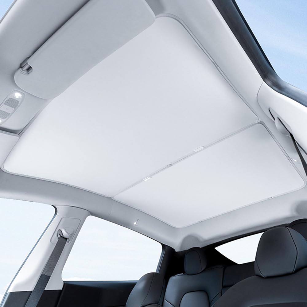 WENINETIES Car Panorama Sunroof Sunshade Curtain Cover for Tesla Modell 3 2017-2023, Sunroof Screen, UV Protection and Heat Insulation for Car Roof Cover,Silver