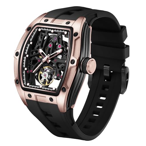 Image of ALIX AL2923 Men's Unique Design Automatic Movement Popular Style Silicone Strap Chronograph Skeleton Watch