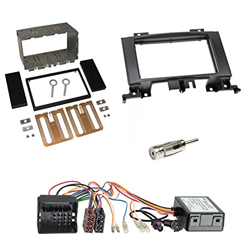 Set: Autoradio Doppel 2-DIN Blende Einbaurahmen Radioblende schwarz + CAN-Bus Interface ISO Radio Adapter Adapterkabel + Antennenadapter für Mercedes Sprinter (W906) ab 04/2006 mit Quadlock Anschluss