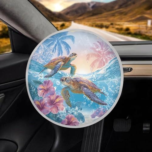 Image of Hawaiian Turtle Steering Wheel Cover Protector Foldable Car Steering Wheel Sun Shade Cover Block UV Rays Cool Car Accessories Universal Steering Wheel Shield