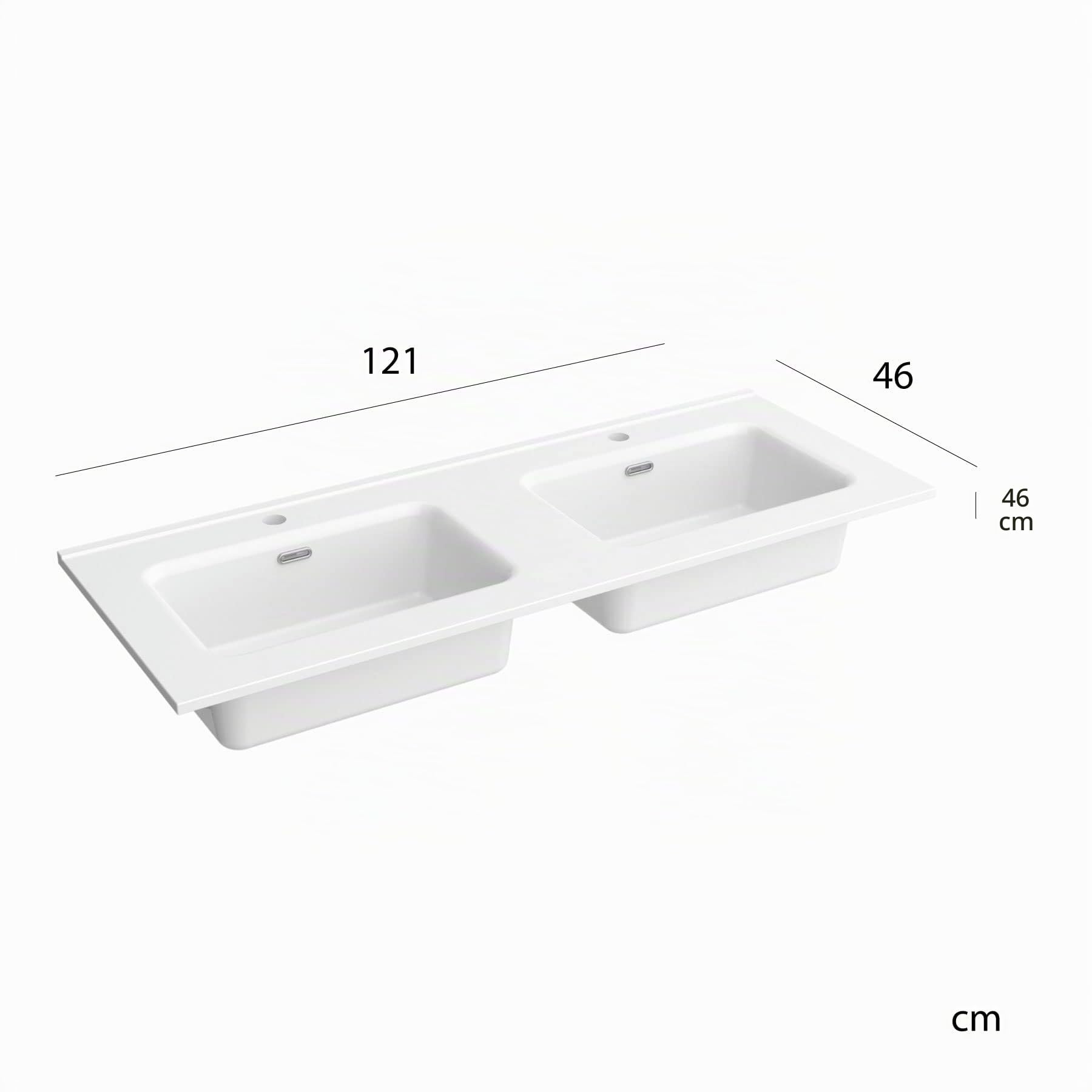 Mueble de baño Bequia 120 cm con Lavabo 100% montado de fábrica | Acabado Negro Mate suspendido 4 cajones Cierre amortiguado Apertura con uñero | Lavabo 2 pozas Porcelana Blanca | Salgar