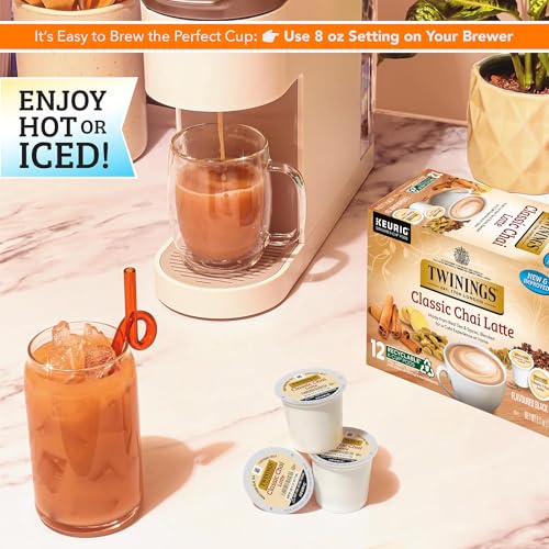 Image of Twinings Chai Latte Black Tea 72 K-Cup Pods for Keurig, 12 Count (Pack of 6), Creamy, Slightly Sweet, Less Sugar, Caffeinated, Enjoy Hot or Iced