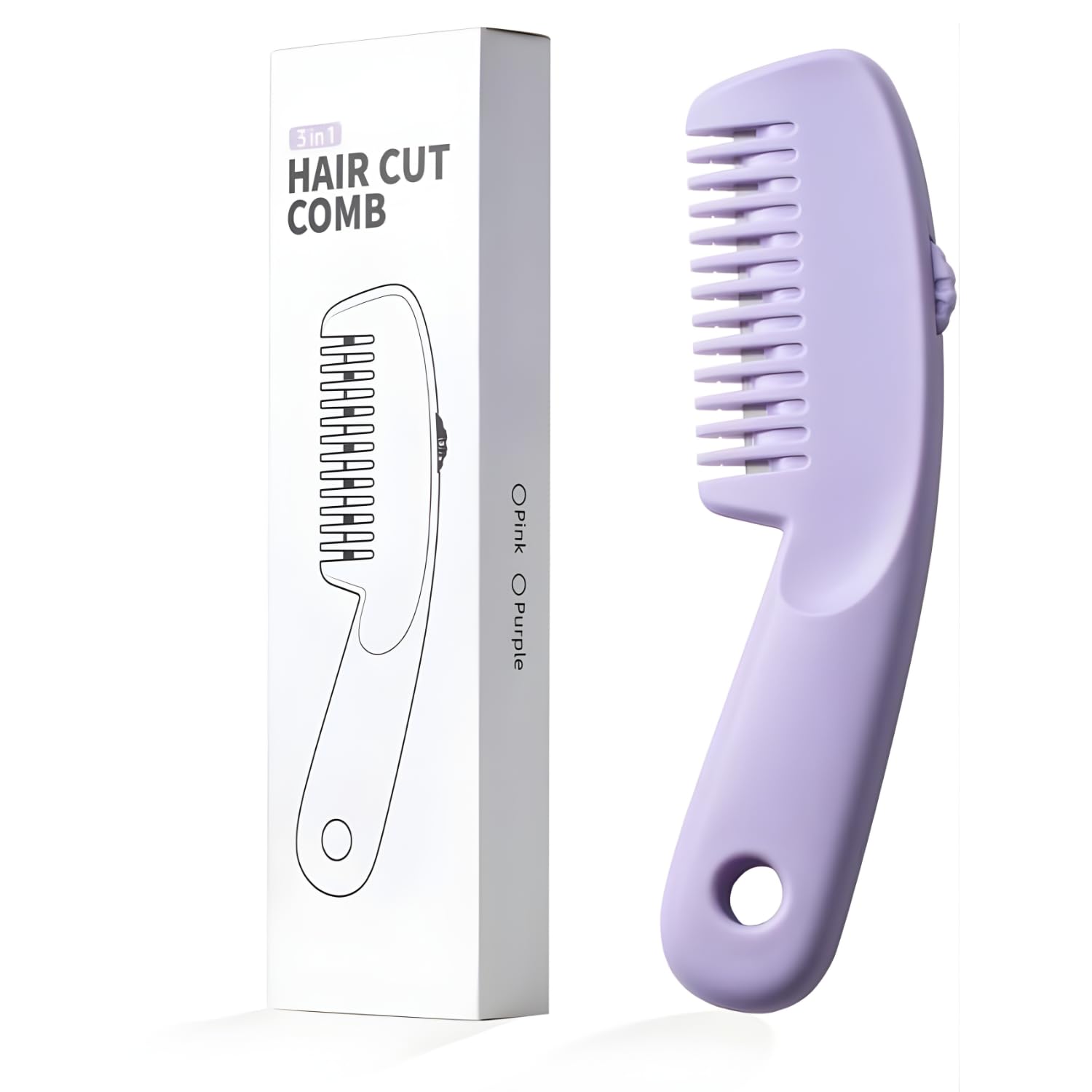 3-in-1 Hair Trimmer Comb | Adjustable Razor Comb for Thinning, Detangling, and Bangs Styling | Safe DIY Hair Cutting Tool with Hidden Blades for Kids and Adults (Purple)-image-28
