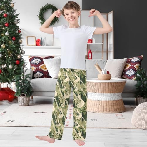 Boy's Pants Vintage Electric Guitar Jogger Pants Elastic Waist Long Bottoms Trousers with Pockets 6-14 Years2