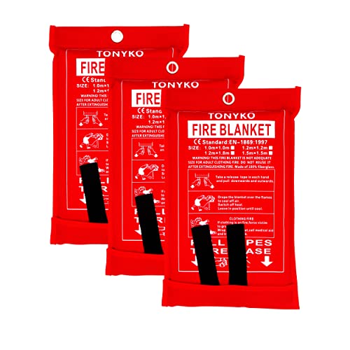 Tonyko Fiberglass Fire Blanket for Emergency Surival, Flame Retar...