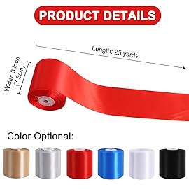 TONIFUL Red Satin Ribbon 3 Inch X 25yds Solid Silk Ribbons for Gift Wrapping, Craft, Floral Bouquets, Valentine\'s Day Christmas Gift Wrapping, Party Wedding Decoration