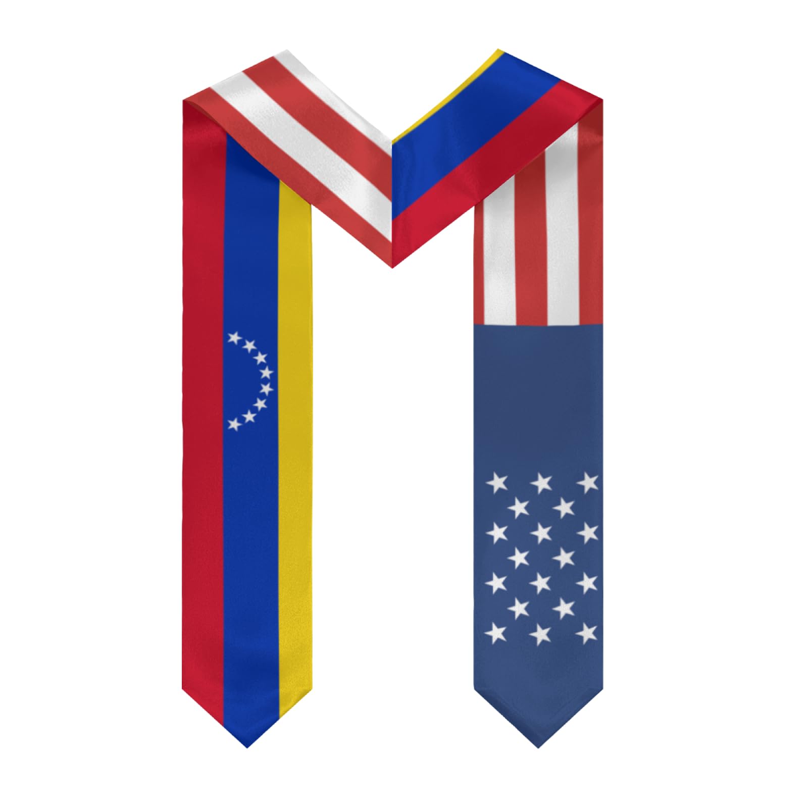 America Venezuela Venezuelan Flag Graduation Stole Sash Shawl for Men Women Thickened V-Neck Scarf for International Students Teachers Study Aboard Graduate Gift 72 inches Unisex