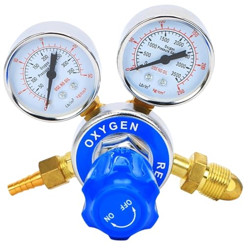 Regulador de oxígeno Aleado de aluminio resistente Ajuste de gas de soldadura roscada Reguladora de oxígeno Válvula Azul