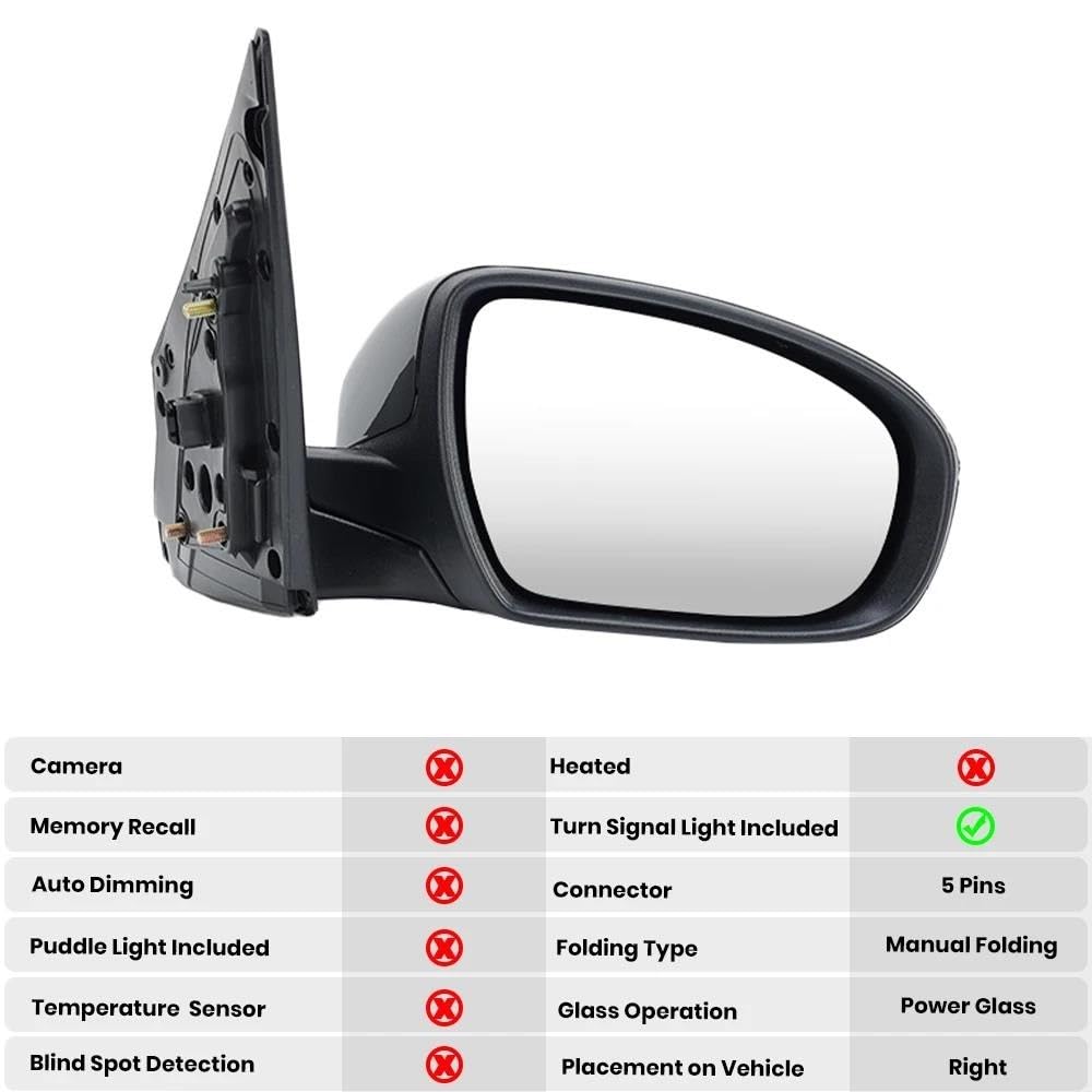 Coques Rétroviseur Voitur Pour Hyundai Pour I20 2014 2015 2016 2017 2018 Rétroviseur Housse Noir Brillant Accessoire De Voiture