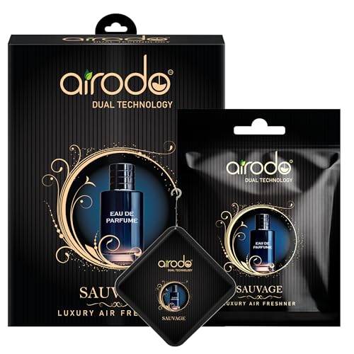 Image of Airodo Sauvage Luxury Gel Air Freshener with Dual Technology For Living Room, Office, Car, Bathroom | Lasts up to 30 days | Easy to Use, Non-Spill & Long-Lasting | 10g (Pack of 4)