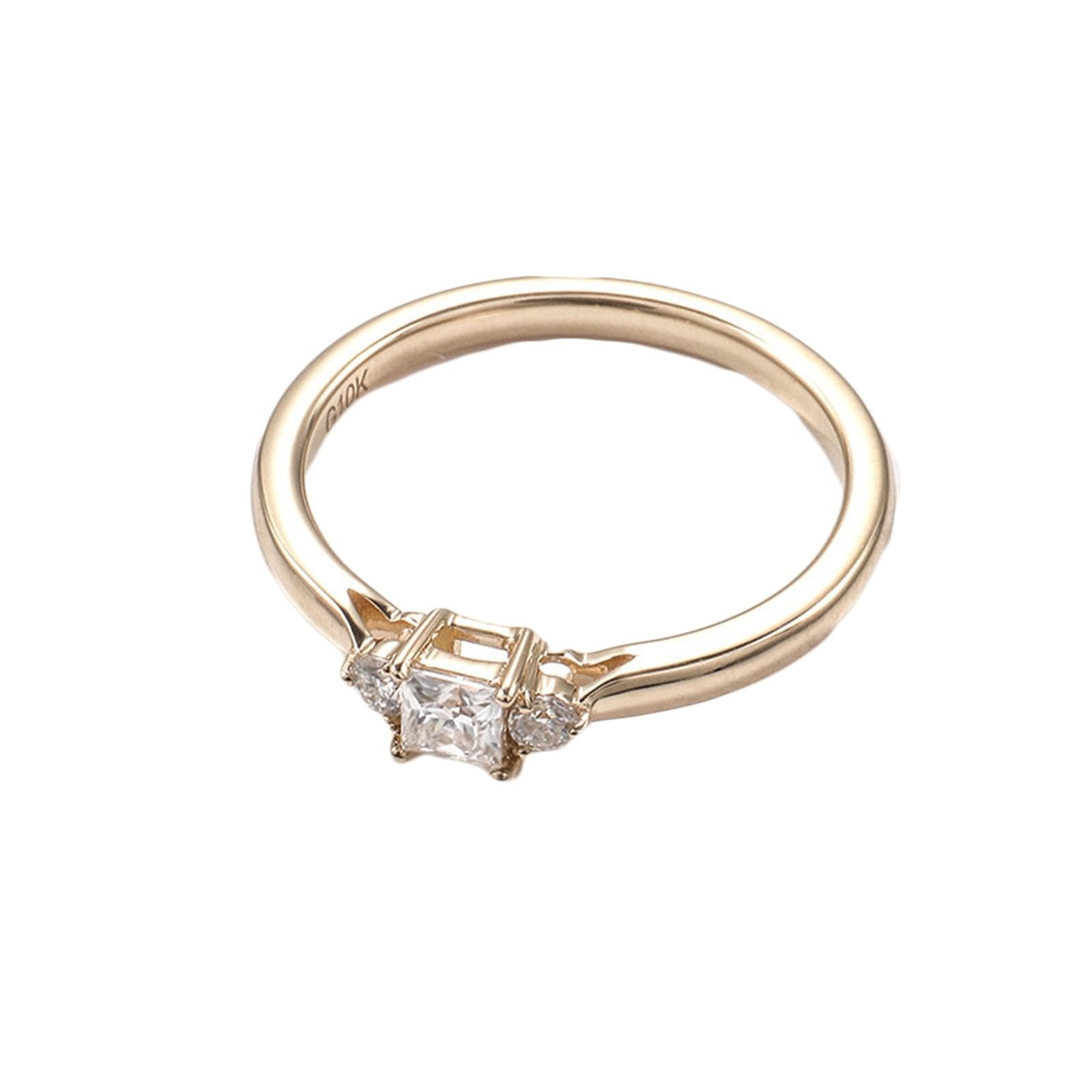 AMDXD Echt Gold Schmuck Gold 9K/14K/18K Solitärring, Zierlich Freundschaftsringe mit Moissanit Quadrat, Trauringe Au 375/585/750 Gelbgold, Gr.47-62