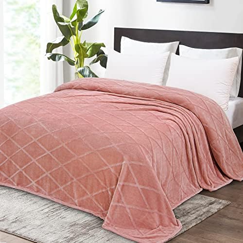 Exclusivo Mezcla Extra Large Flannel Fleece Throw Blanket, 127x178 CM Sofa Throws, Soft Decorative Geometry Pattern Throws for Sofa, Camel Blanket