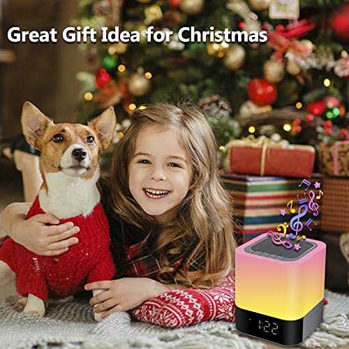 Wamgra THZ-DY28 PLUS Alarm Clock Bluetooth Speaker Night Light Bluetooth Speaker,Touch Sensor Bedside Lamp,Dimmable Warm Light & Color Changing Rgb Led Table Lamp Mp3 Music Player thumb #4