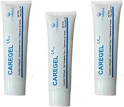 Pomada Curativo Caregel Hidrogel 85g | Kit com 3 Unidades | Gel Hidratante e Absorvente para Feridas | Tratamento de Úlceras, Queimaduras, Cortes e Abrasões
