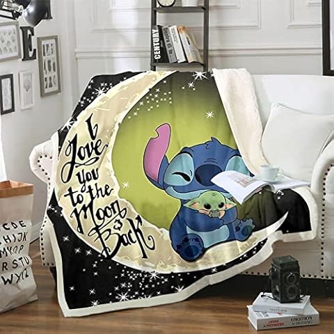 DDONVG Lilo and Stitch Cuddly Blanket, 100% Microfibre, Fleece Blanket, Sofa Blanket, 150 x 200 cm, for Adults, Children, Soft and Warm (1,130 x 150 cm) Cover