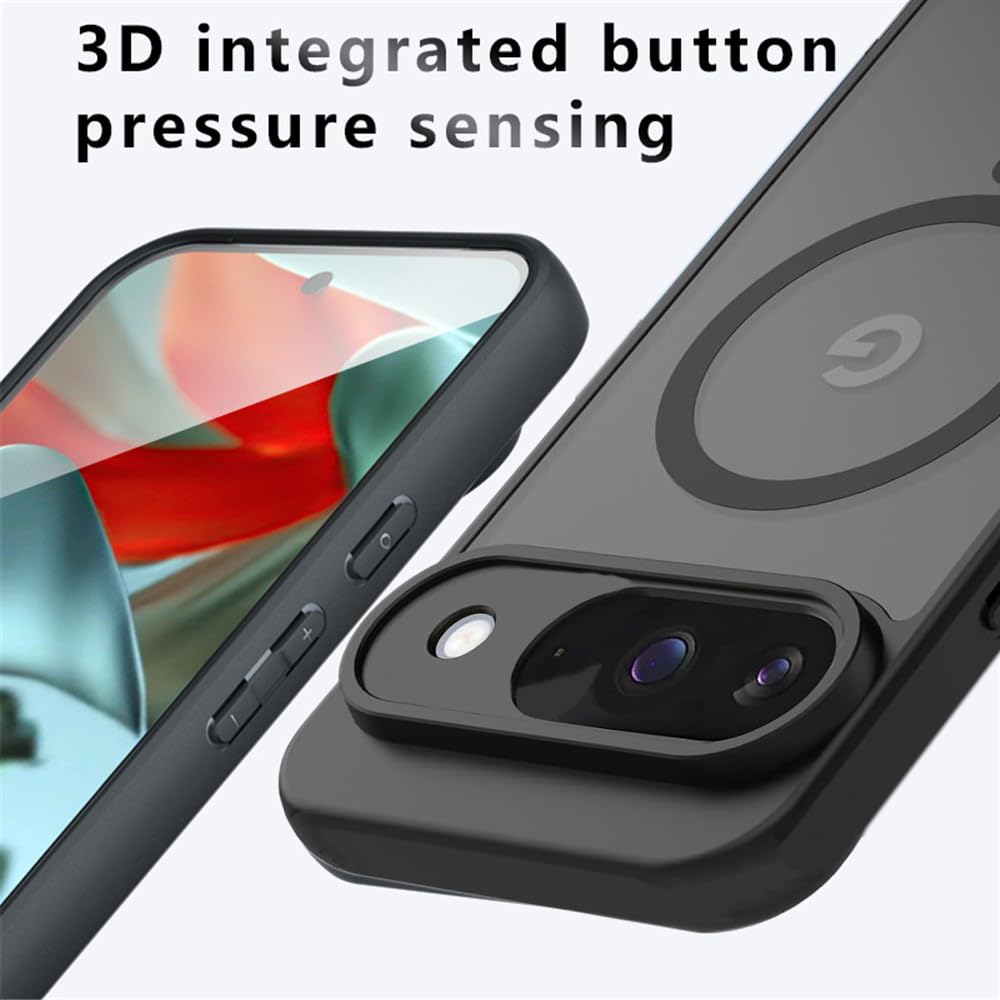 Back Case Cover Compatible for Pixel 9, Transparent Smoke Coloured Case with Magnetic Wireless Charging Wireless Charging, PC + TPU Hybrid, Raised Camera Protection — Amazon image 4