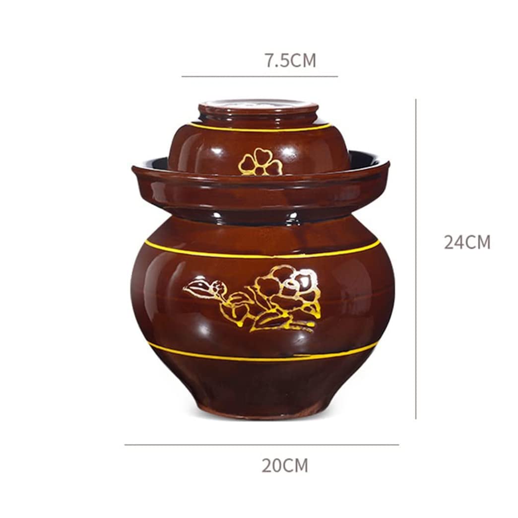 Ceramiczny słoik na marynaty z pokrywkami, duży tradycyjny chiński porcelanowy słoik do marynowania, ceramiczny garnek fermentacyjny z uszczelką wodną pokrywką śluzy powietrznej, garnek z kapustą