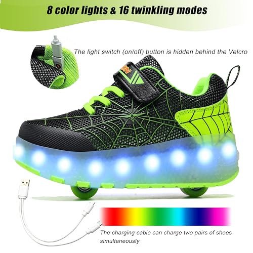 Image of AIkuass USB Chargable Led Light Up Roller Shoes Wheeled Skate Sneaker Shoes F.