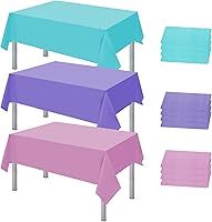 Vista 11 de Frienda 12 manteles de plástico desechables de colores surtidos, manteles rectangulares de plástico desechables para fiestas temáticas, cumpleaños